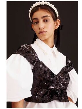 Simone Rocha x H&M COLLAB crop top BRALETTE black sequin bustier SMALL